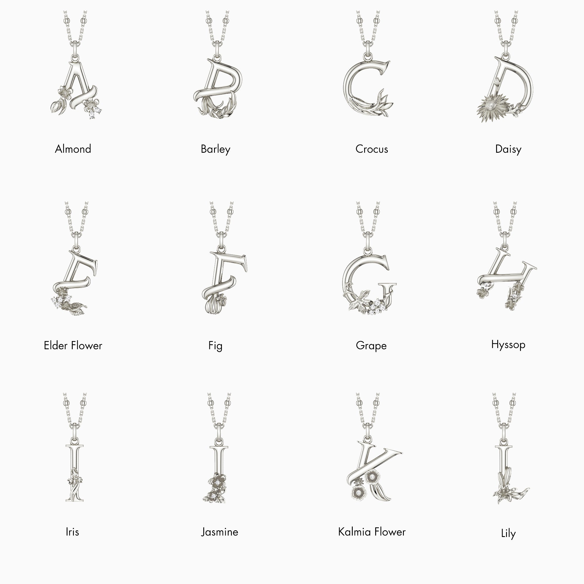 Blossom Letter A-Z Pendant Necklace