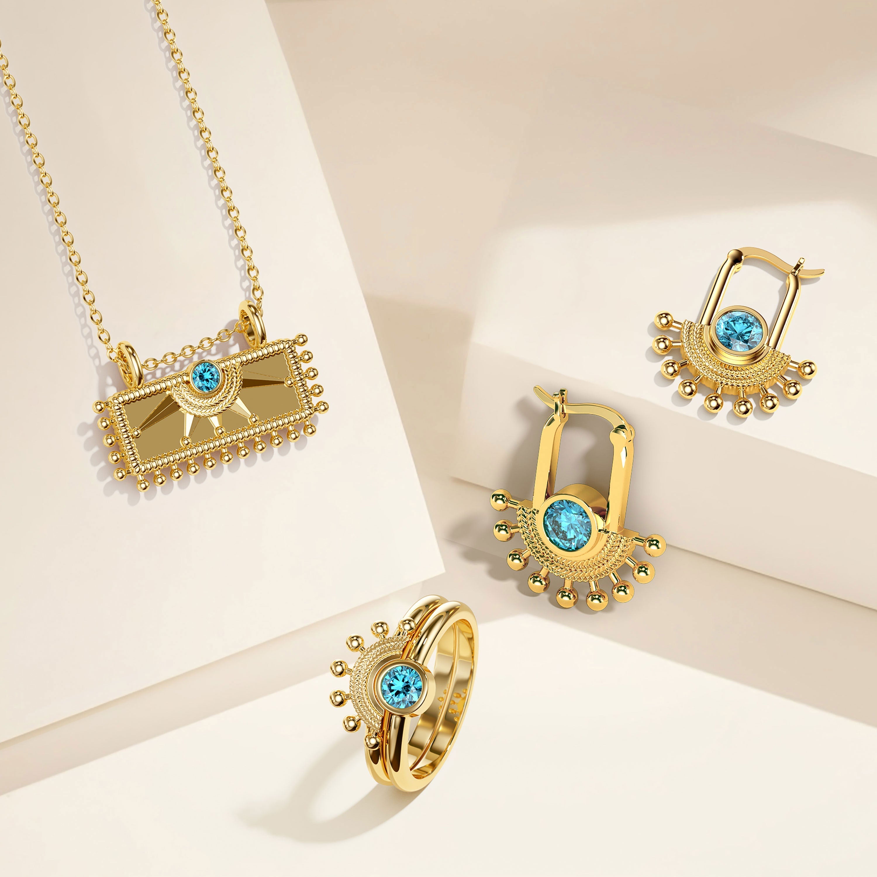 ‘Rise and Shine' Sunburst Hoop Earrings