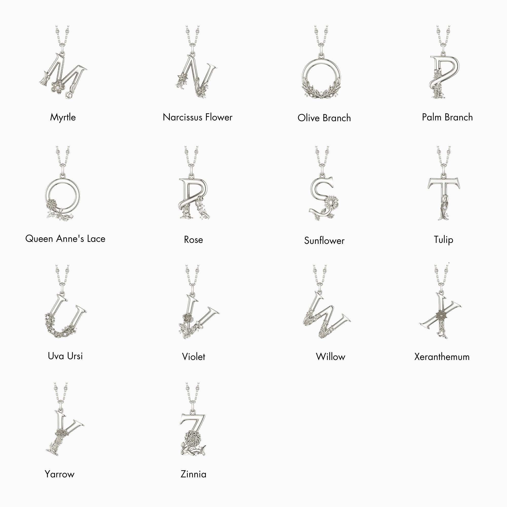 Blossom Letter A-Z Pendant Necklace