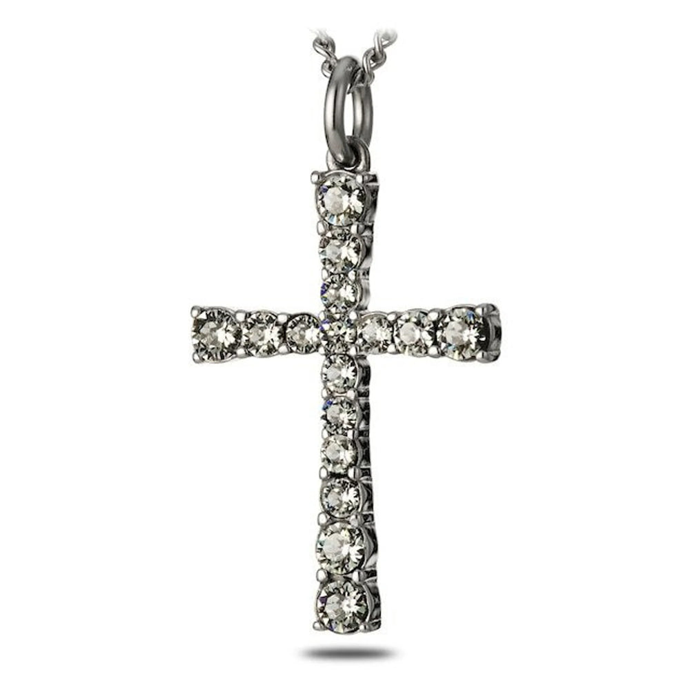 Women's Double Cross Crystal Pendant Necklace – Faith & Strength Design