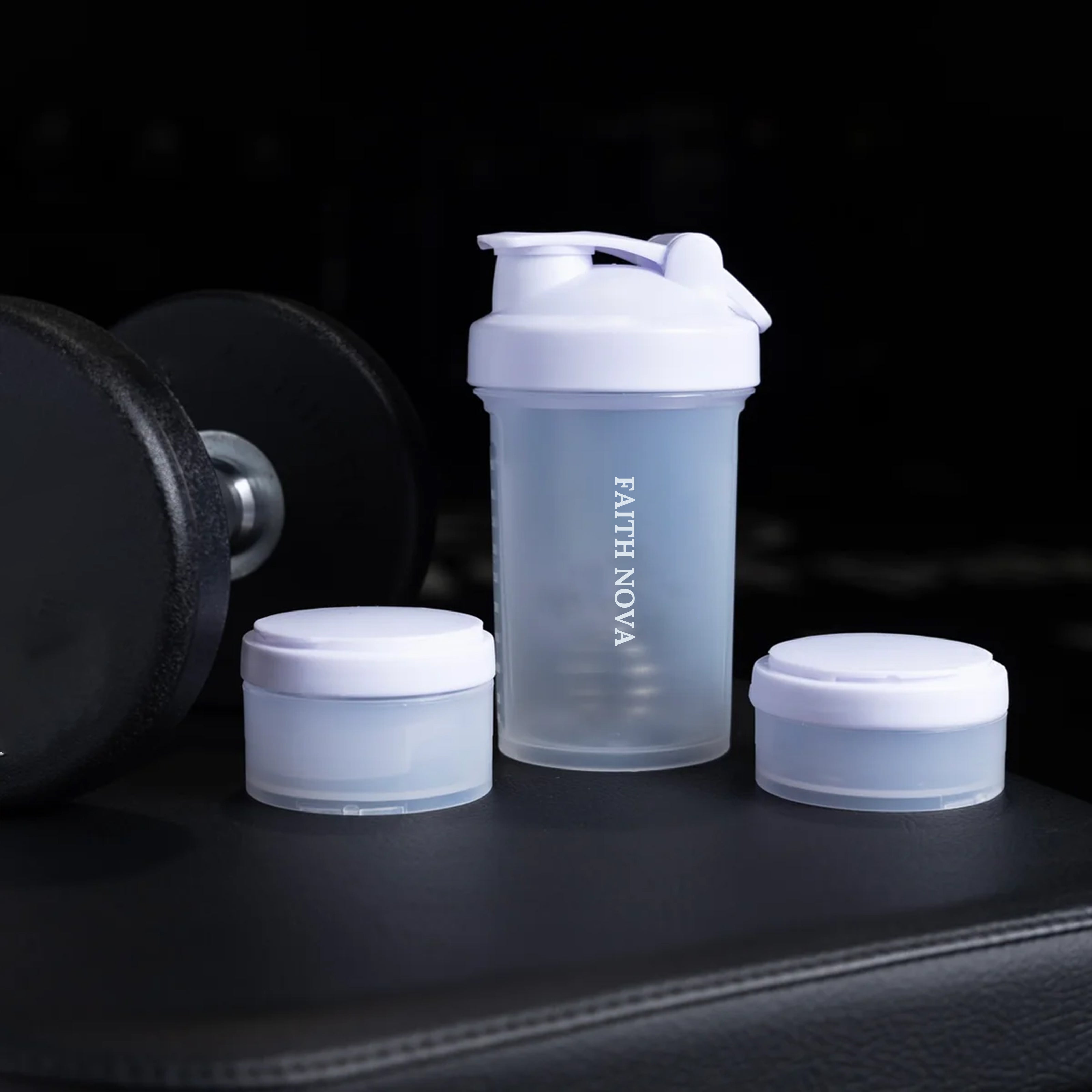 ARCTIC WHITE SHAKER BOTTLE WITH STORAGE COMPARTMENTS