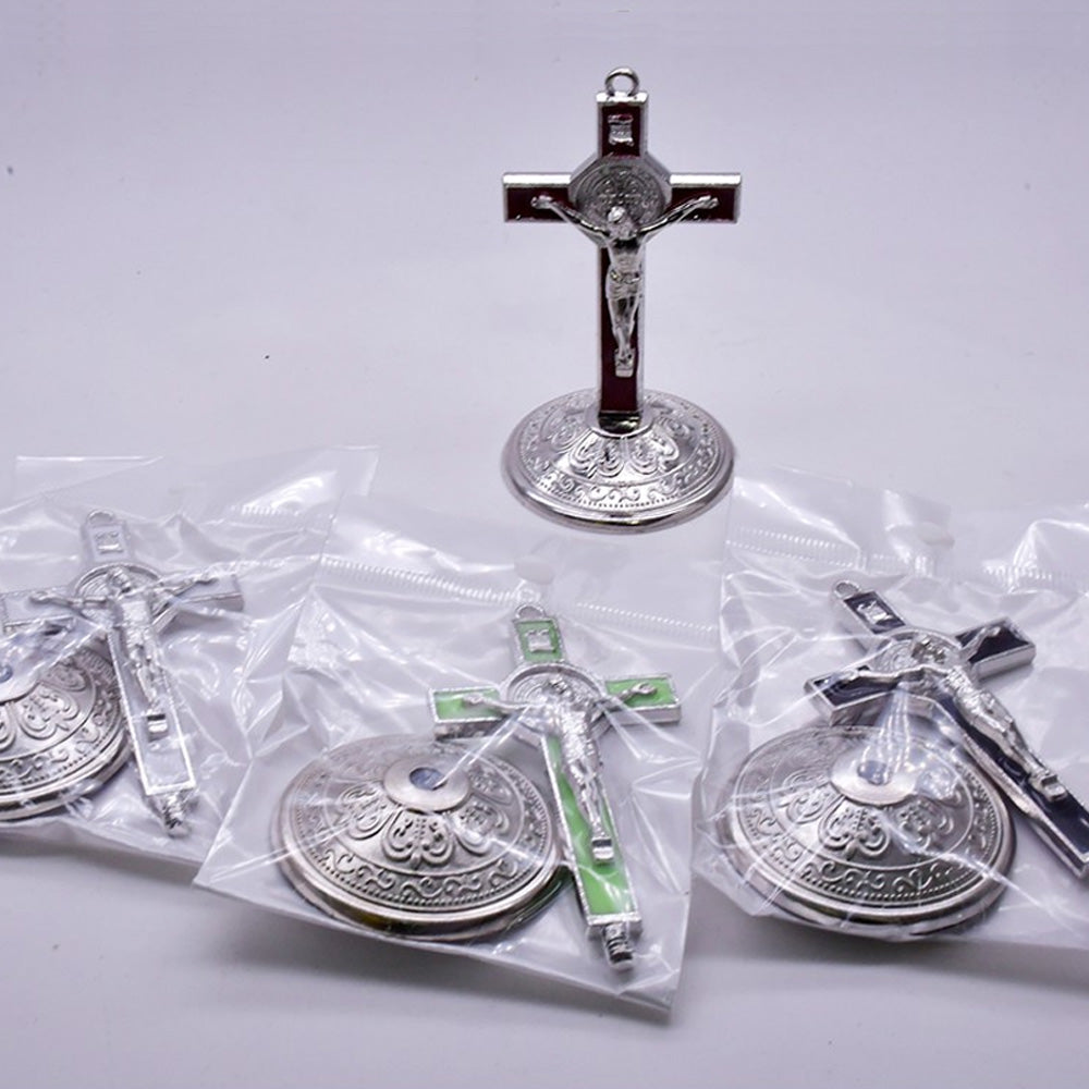 Alloy Cross Ornament Stand for Home, Office & Car Decor