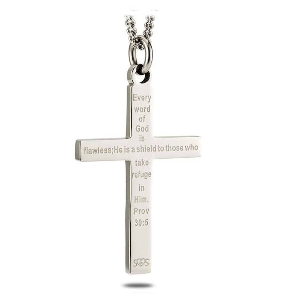 Patriotic Thin Blue Line Cross Necklace – Faith & Protection