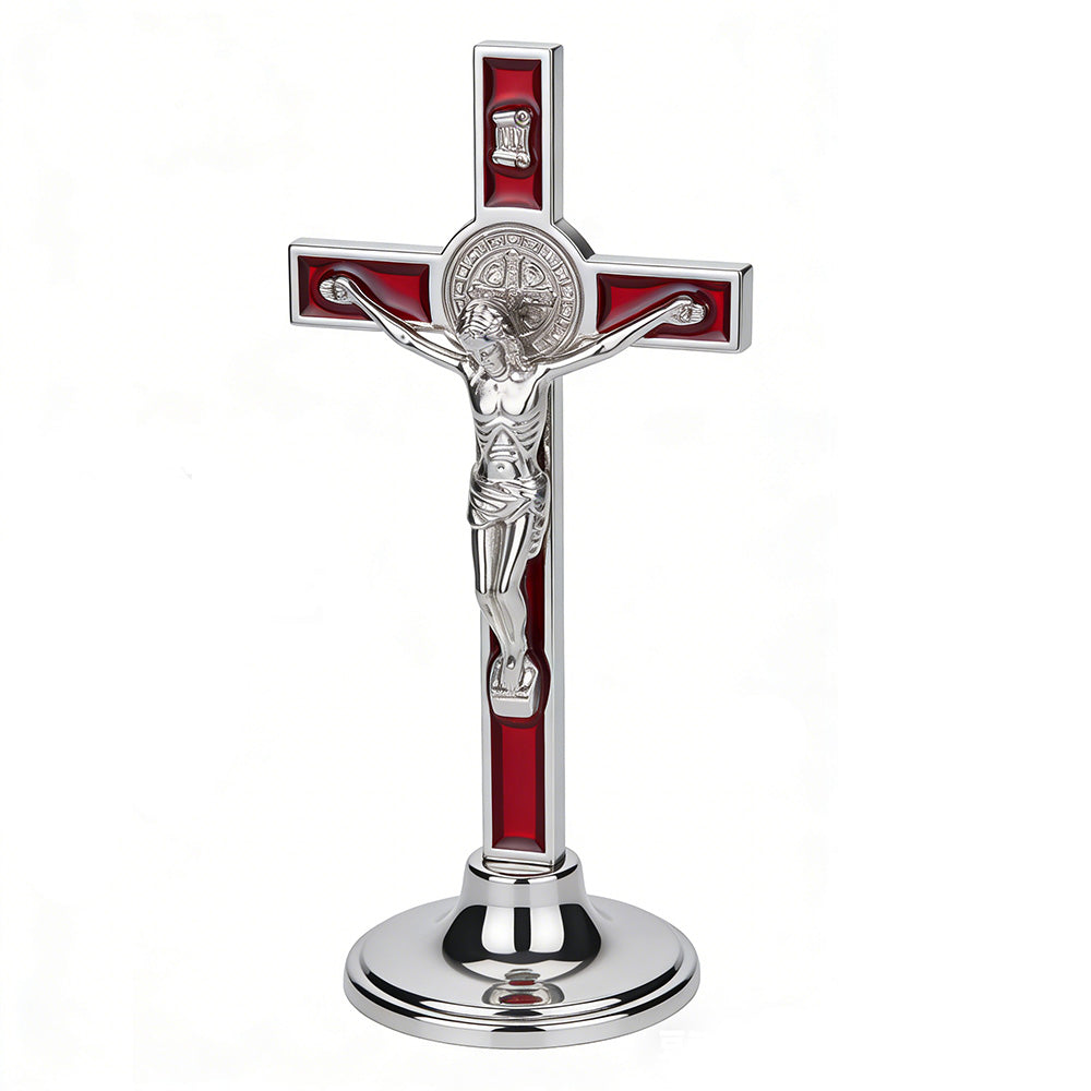 Metal Cross Stand Ornament, Desktop Decor for Office and Home