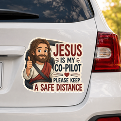 Jesus Is My Co-Pilot, Adhesive-Free Magnetic Design, Suitable for Car Doors & Trunks