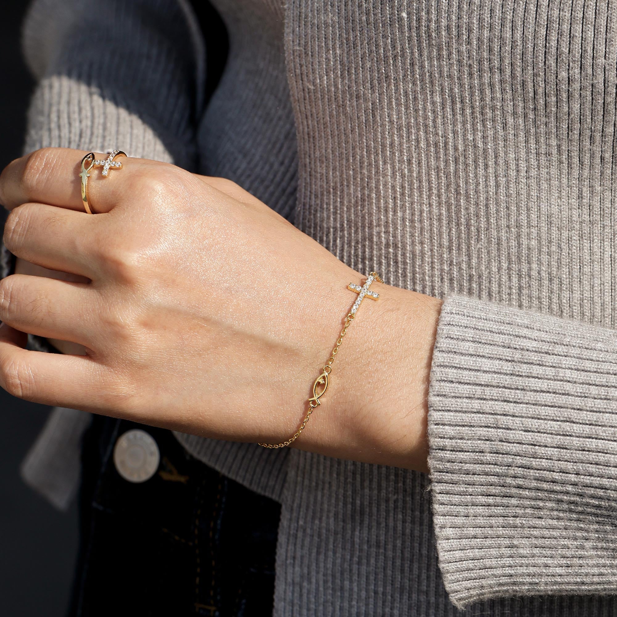 Pray Cross Jesus Fish Bracelet