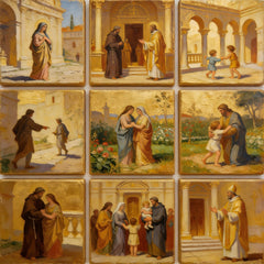 The Life of the Virgin Mary - Religious Fridge Magnets 9 Pieces