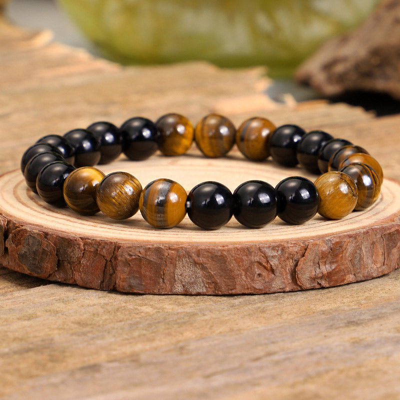 Faith Nova Tibetan Black Onyx Tiger Eye Protection Necklace Mala Set