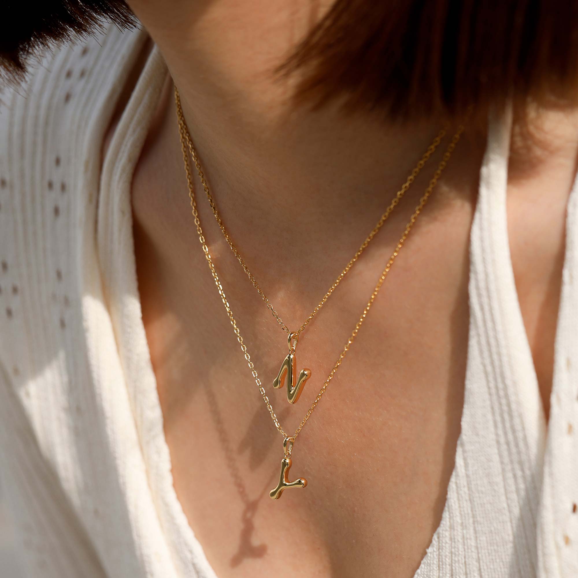 Bubble Initial Letter A-Z Pendant Necklace