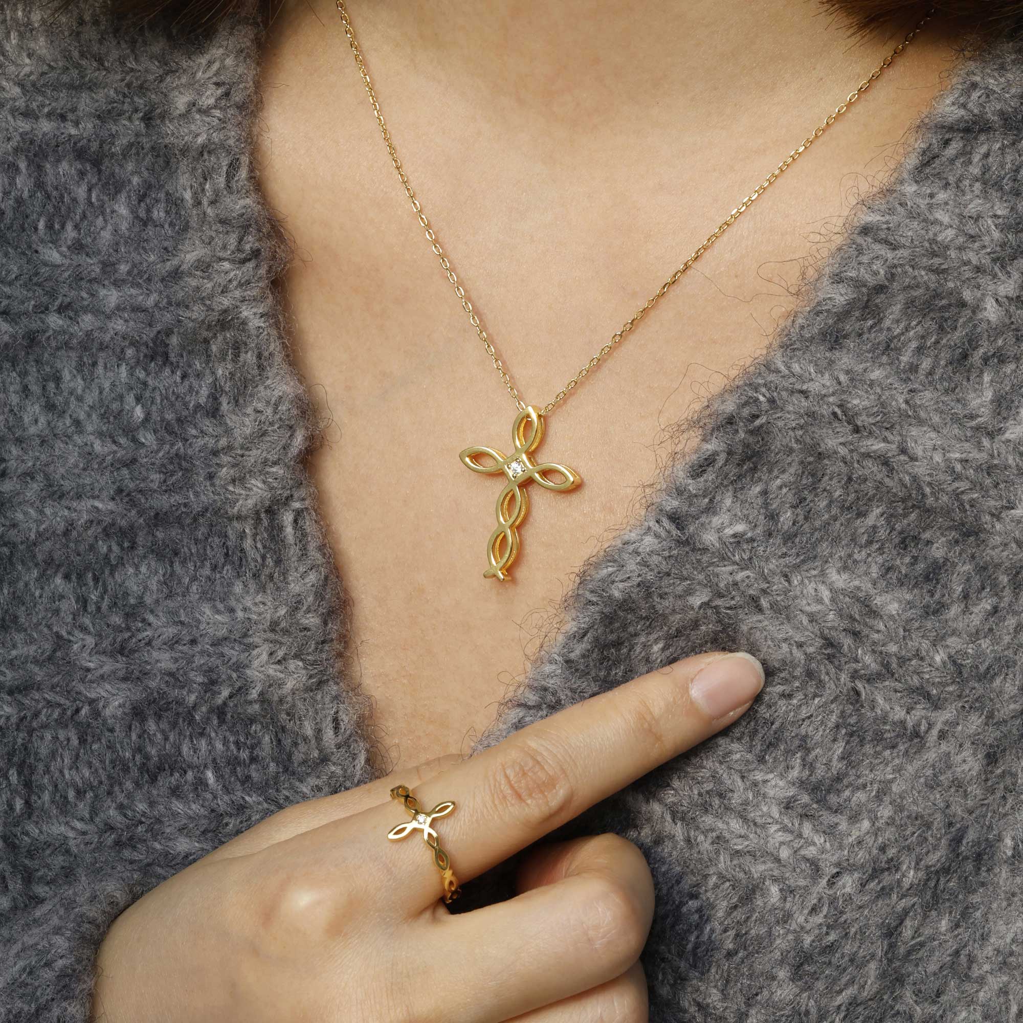 Divine Harmony Ichthys Cross Faith Protection Statement Ring