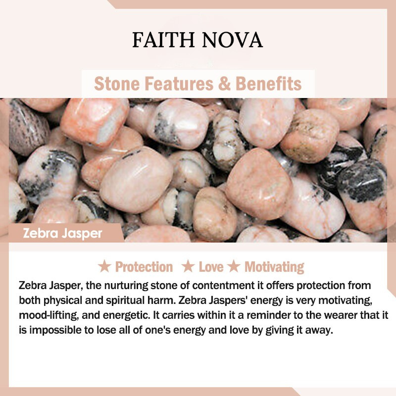 Faith Nova 108 Mala Beads Sodalite Zebra Jasper Crystal Lotus Strength Bracelet