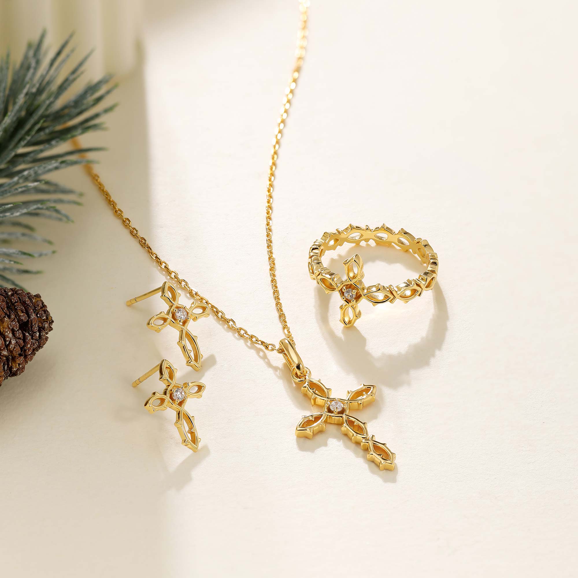 Thorn Cross Pendant Necklace