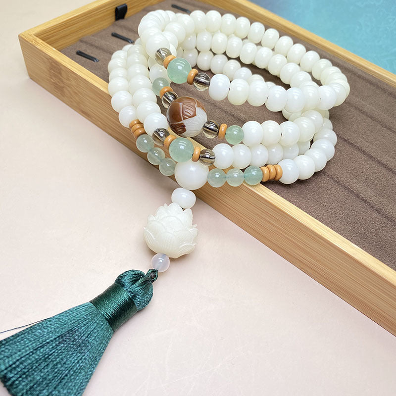 Faith Nova White Bodhi Seed Mala 108 Beads Protection Bracelet