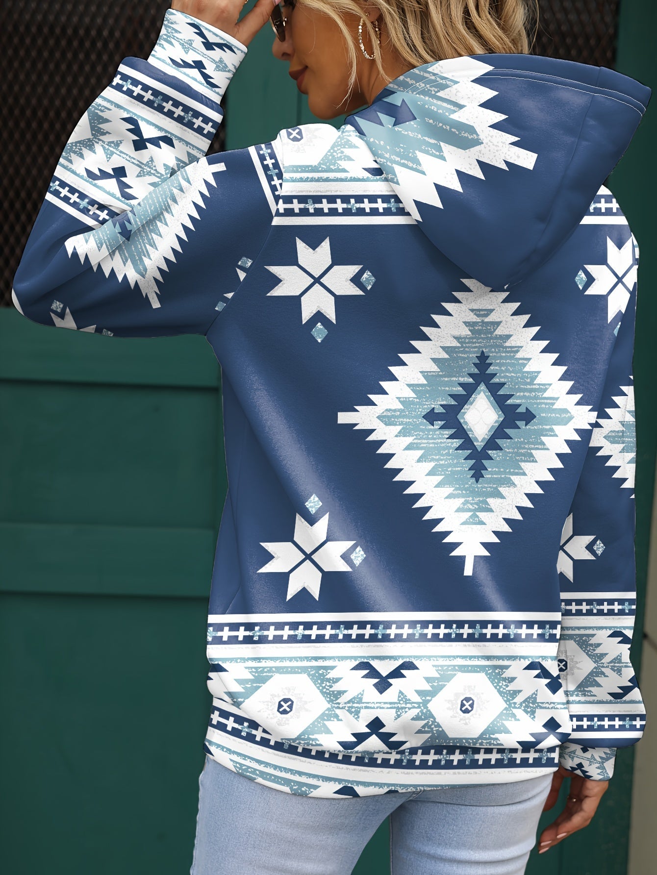 Graphic Print Kangaroo Pocket Hoodie, Casual Long Sleeve Hoodies Sweatshirt, Women's Clothing