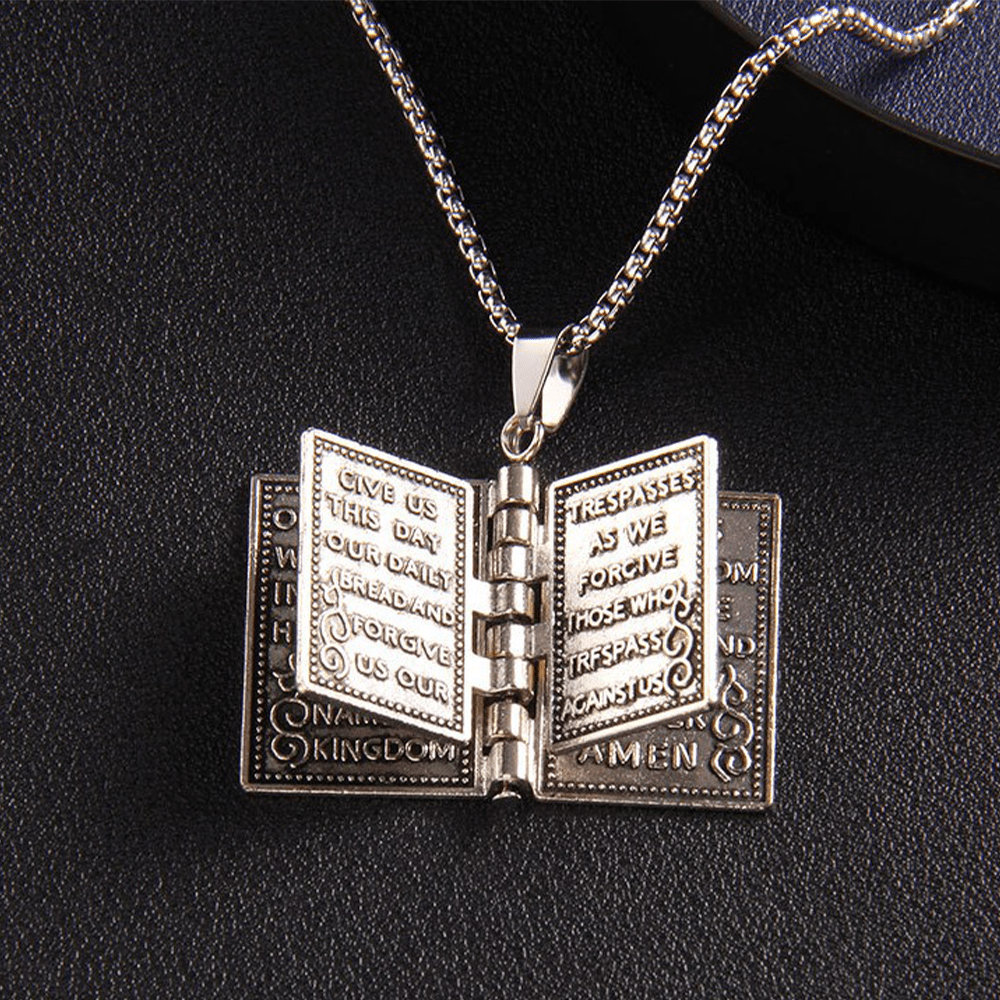 Turnable Cross Holy Bible Pendant Quality Necklace