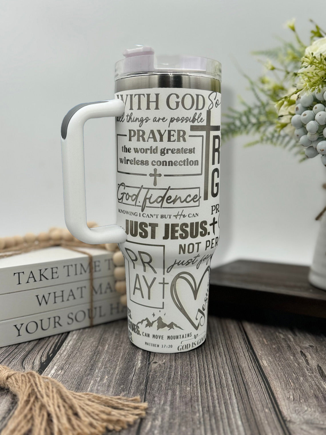 Just Jesus Tumbler With Handle 30oz