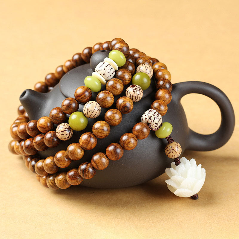 Faith Nova Tibetan Rosewood Lotus Mala Protection Calm Necklace Bracelet