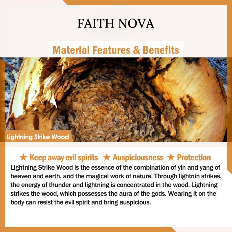 Faith Nova Tibetan Lightning Strike Wood Bracelet Lotus Buddha Mala