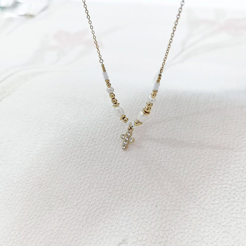 Freshwater Pearl Cross Necklace