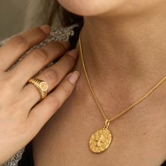 Cross Wavy Pinky Signet Ring