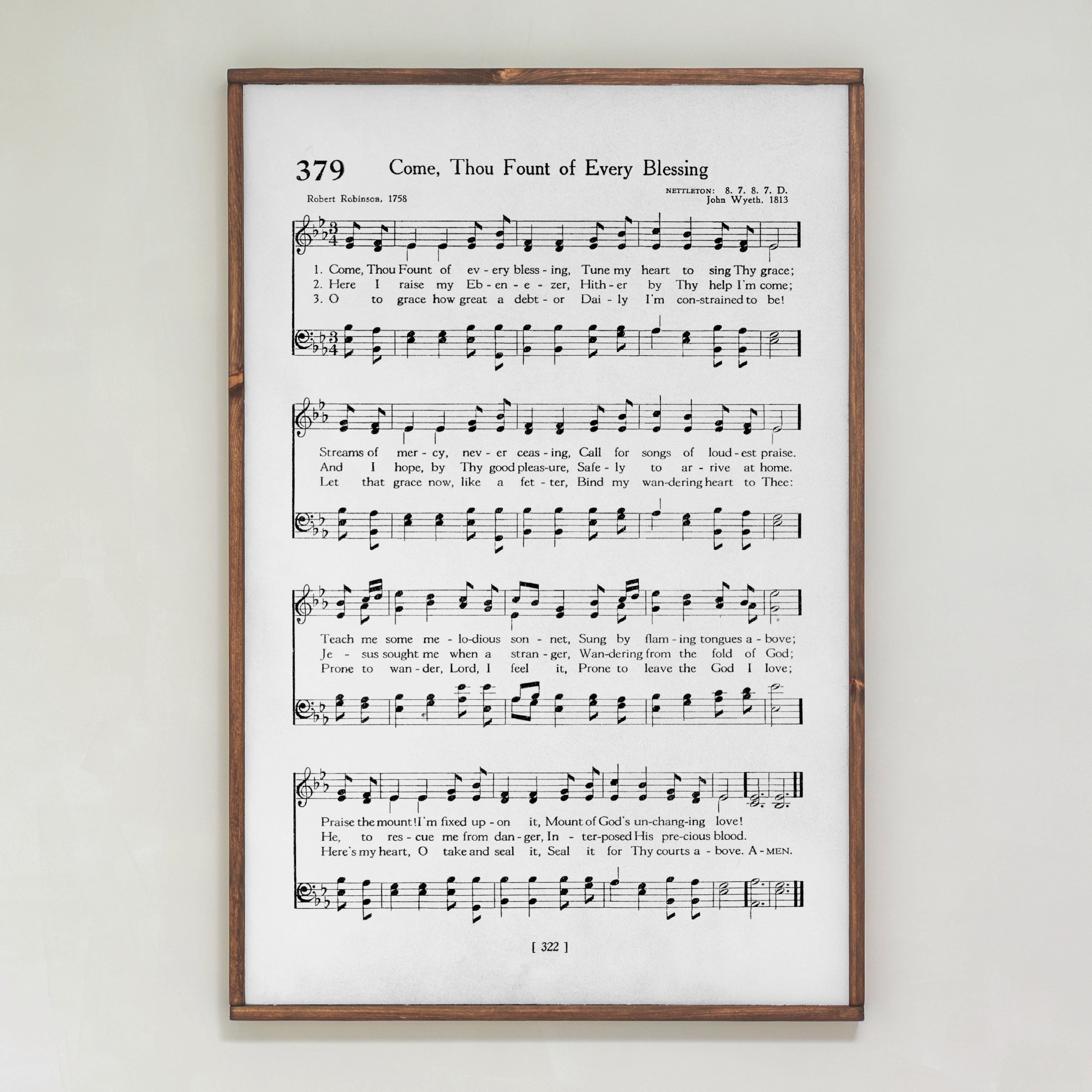 Come Thou Fount Of Every Blessing Hymn | Framed Wooden Art