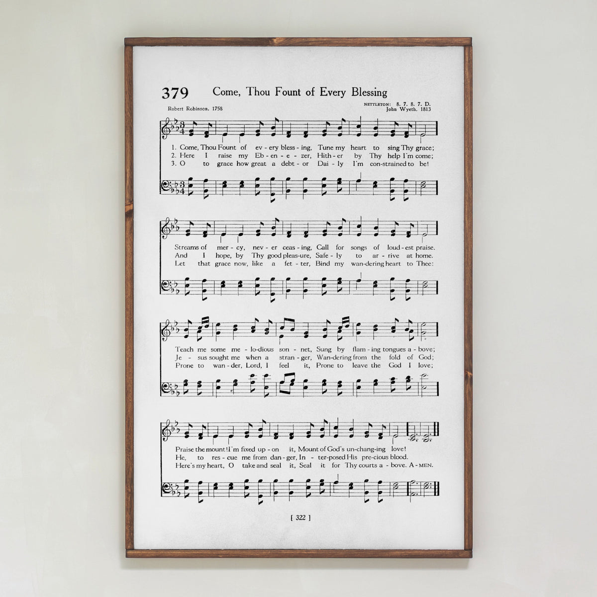 Come Thou Fount Of Every Blessing Hymn | Framed Wooden Art