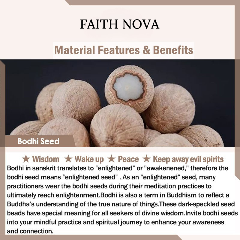 Faith Nova Bodhi Seed Agate Wisdom Harmony Wrist Mala Bracelet