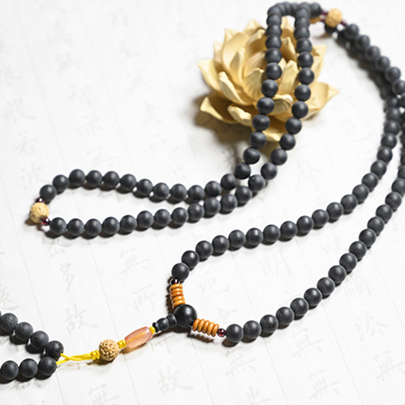 Faith Nova Tibetan Mala Cypress Bodhi Seed Red Agate Healing Bracelet