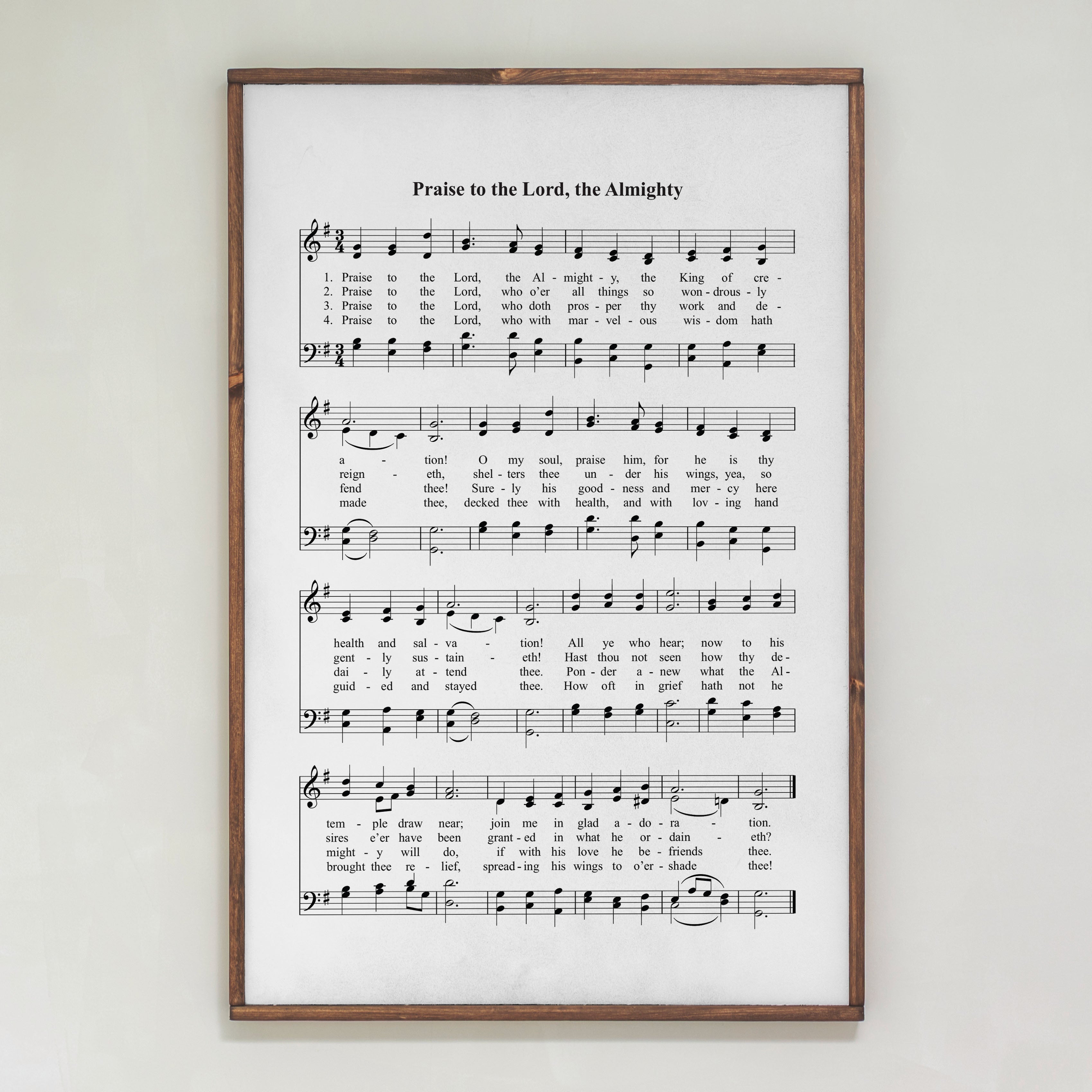 Praise to the Lord, the Almighty Hymn | Framed Wooden Art
