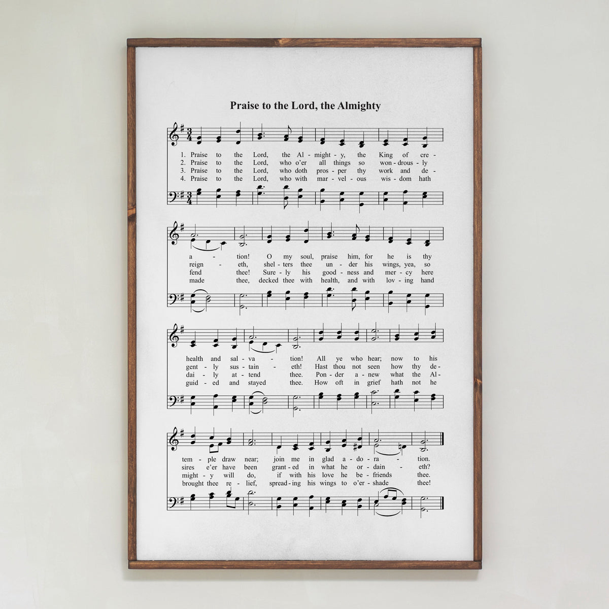Praise to the Lord, the Almighty Hymn | Framed Wooden Art