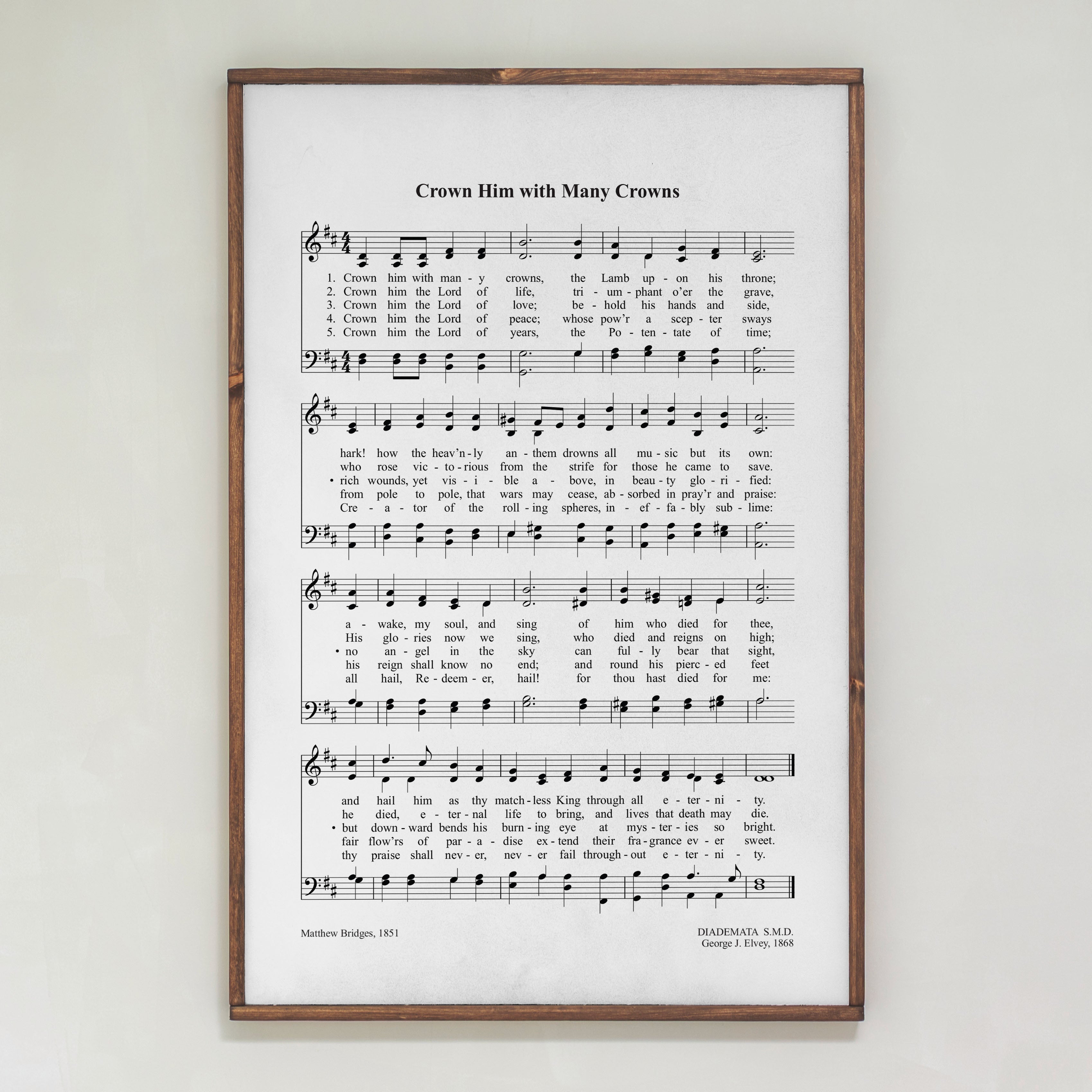 Crown Him With Many Crowns Hymn | Framed Wooden Art