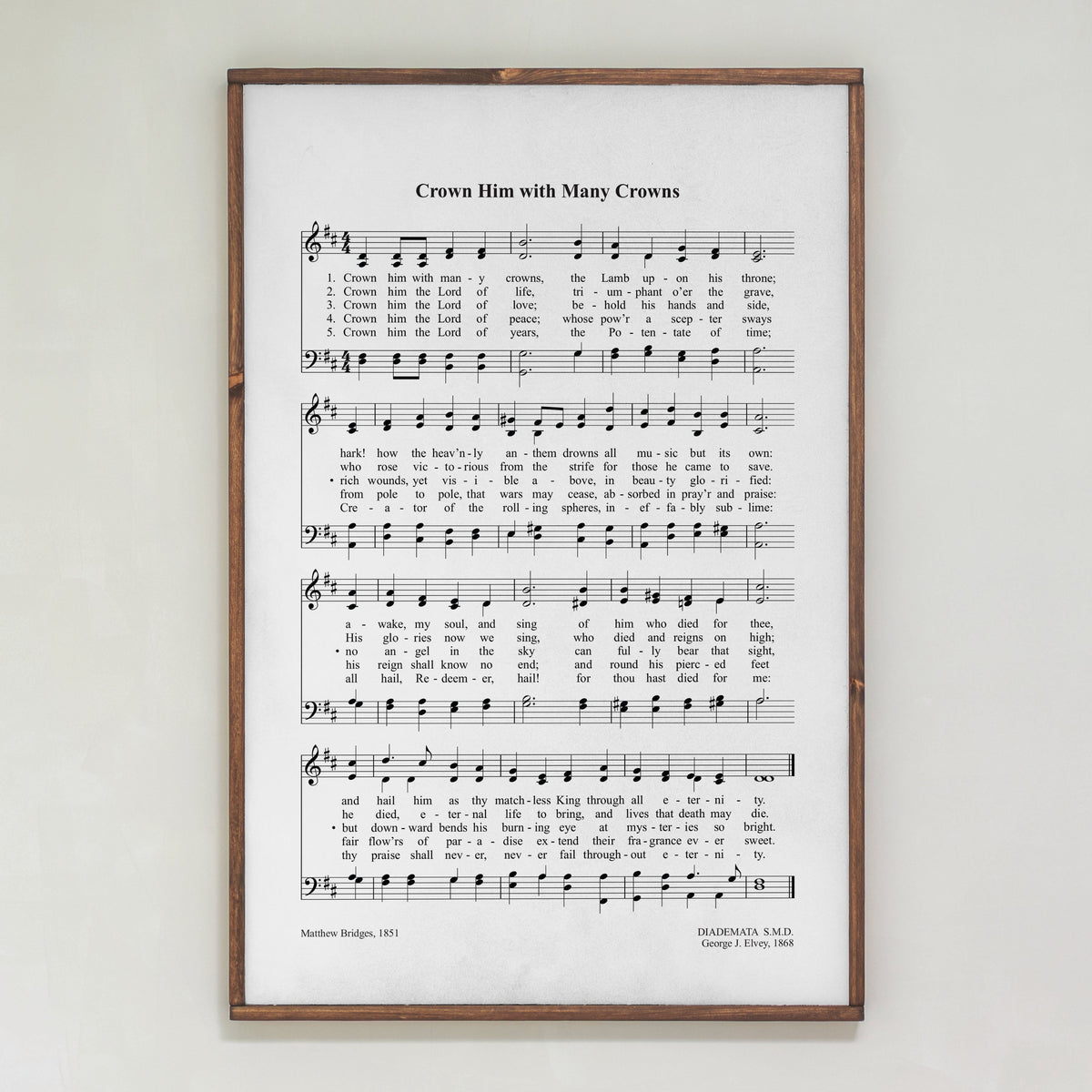 Crown Him With Many Crowns Hymn | Framed Wooden Art