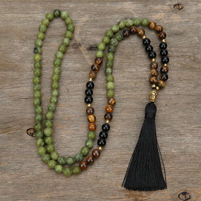Faith Nova Tibetan Green Jasper Protection Mala Bracelet