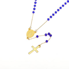 Virgin Mary Medal & Cross Pendant Glass Beads Necklace