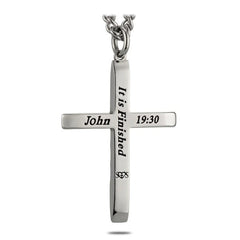 Patriotic Thin Red Line Cross Necklace with John 19:30 Inscription