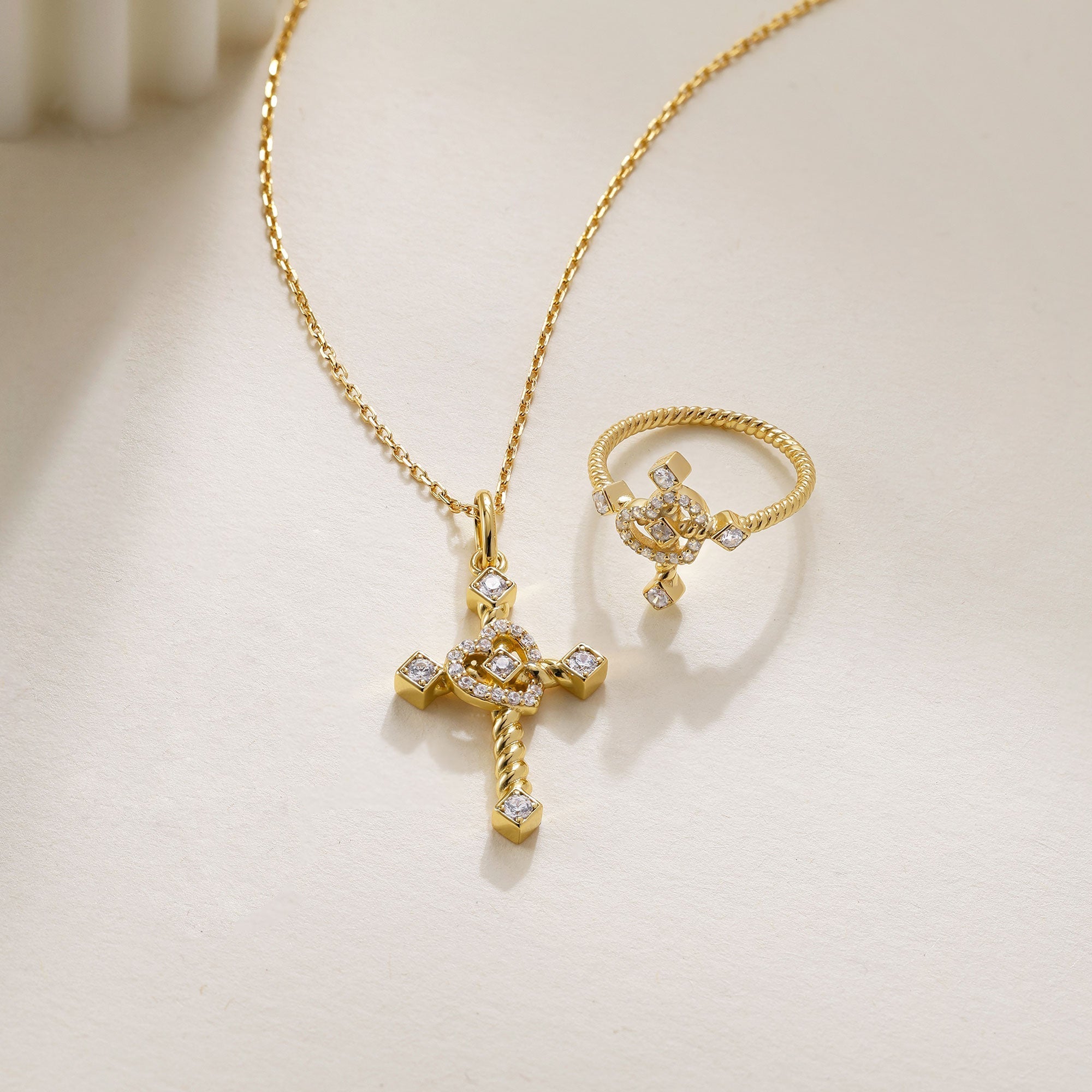 Heart Cross Cord Necklace