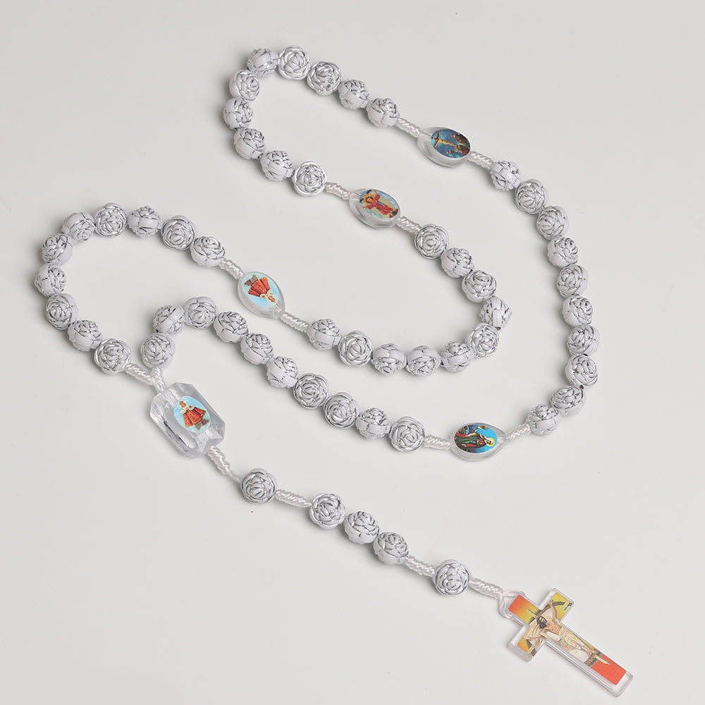 Catholic Rosary Necklace with Cross Pattern Beads & Crucifix