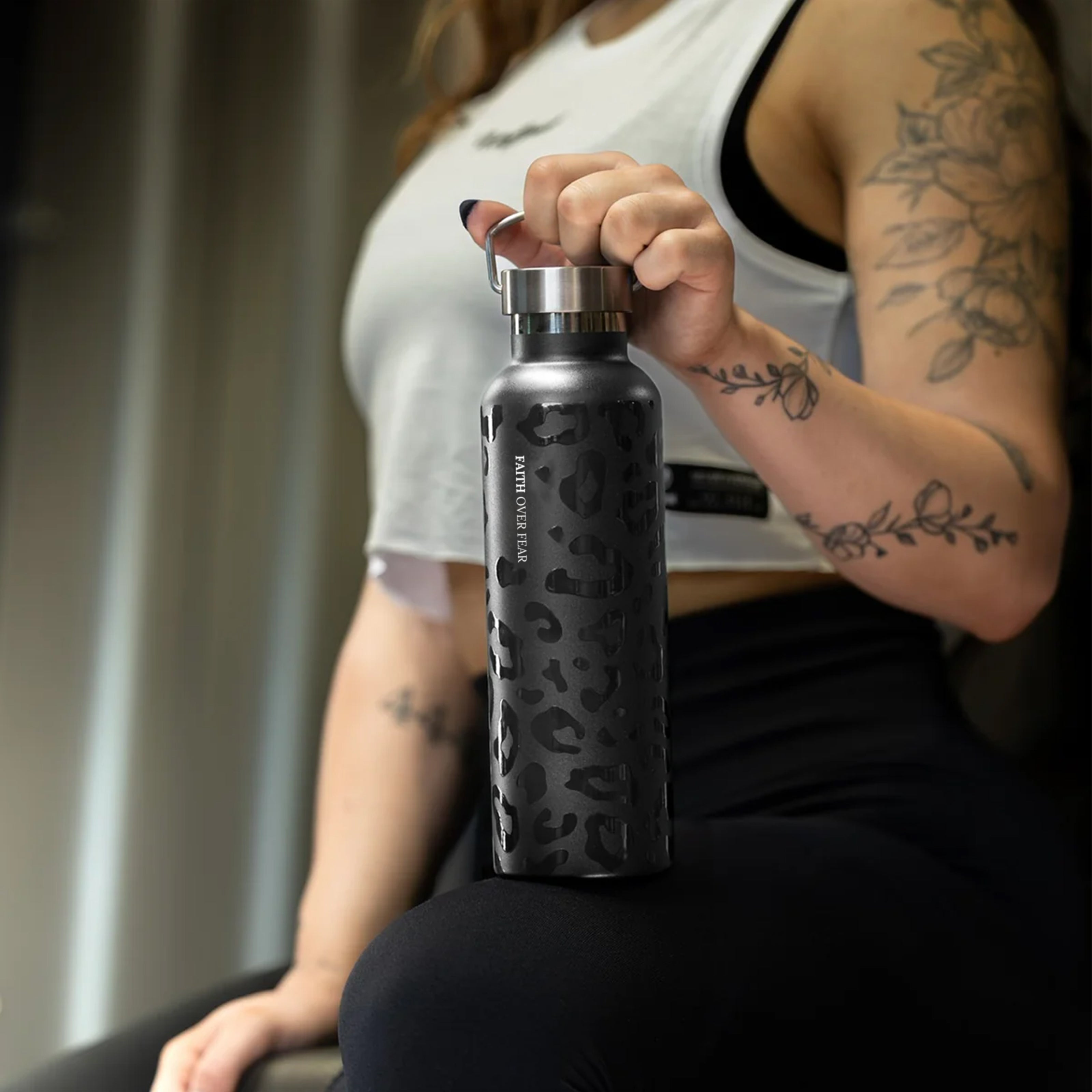 25OZ FLASK BLACK LEOPARD
