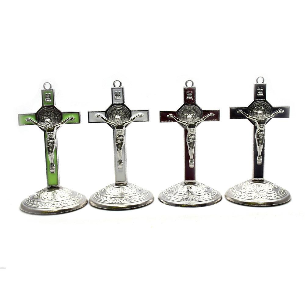 Alloy Cross Ornament Stand for Home, Office & Car Decor