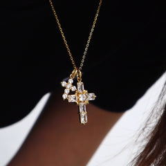 Byzantine Double Crosses Pendant Necklace