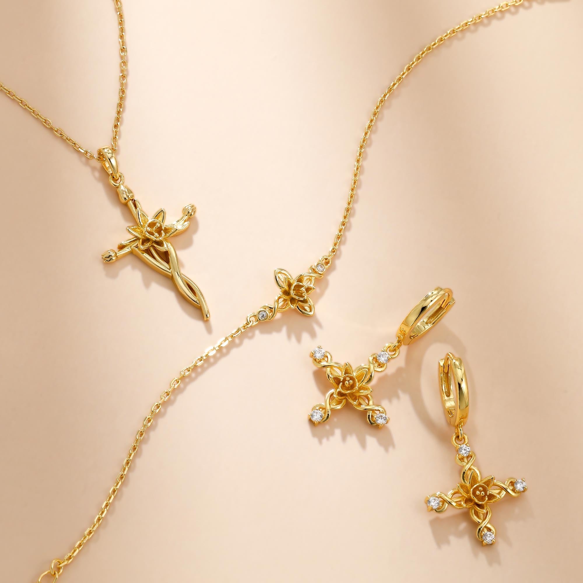 Floral Cross Tulip Bracelet