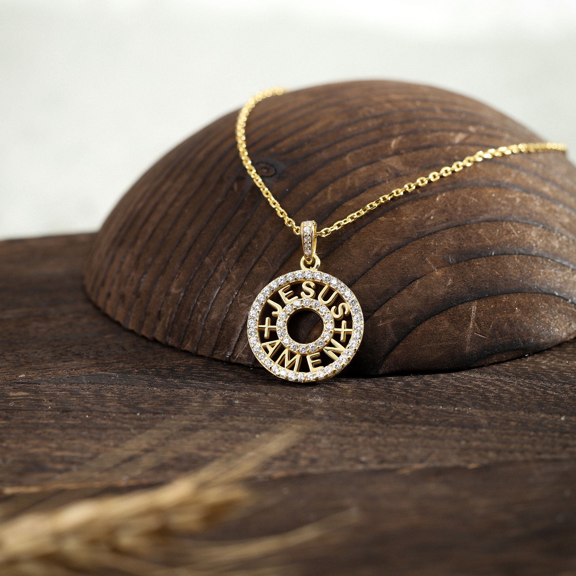 Jesus Amen Cross Pendant Necklace