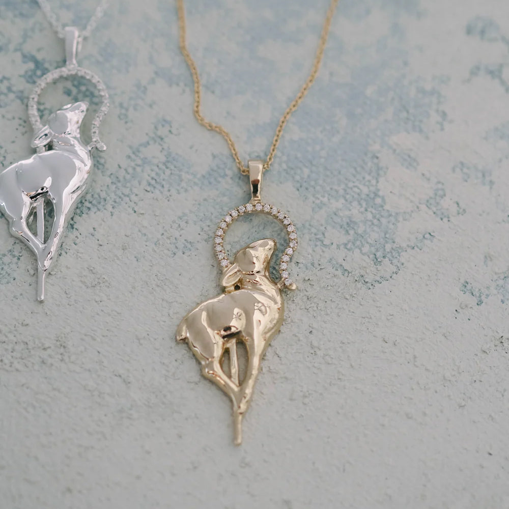 The Good Shepherd Diamond Pendant Necklace – 10K/14K Gold or Bright Silver