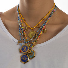 Handmade Zodiac Charm Necklace – Vintage Gold Pendant Rope Necklace | 12 Zodiac Signs