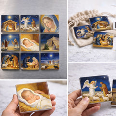 The Nativity of Jesus - Religious Fridge Magnets 9 Pieces