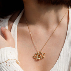 Bubble Initial Letter A Pendant Necklace