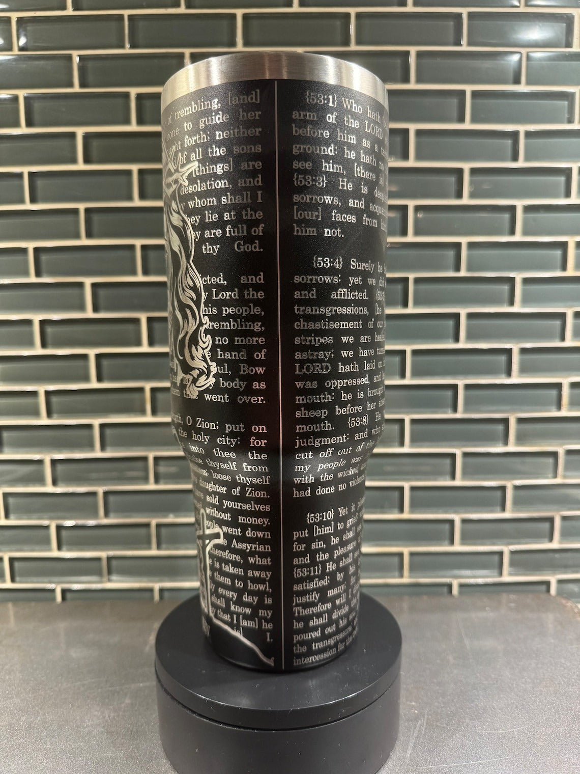 Jesus Christian Face Tumbler With Handle 30oz