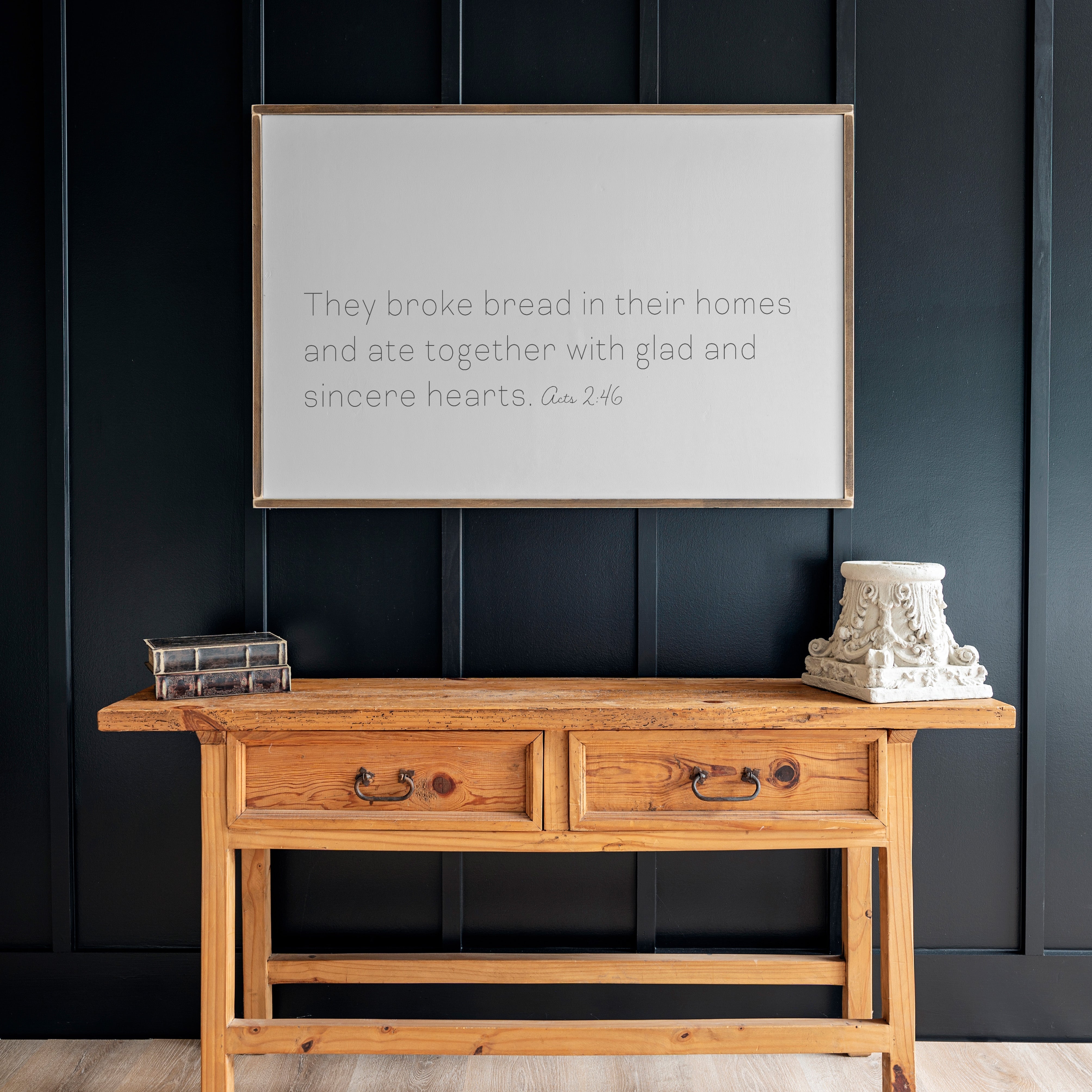 They Broke Bread | Framed Wooden Art - Horizontal