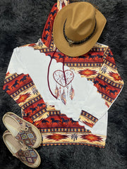 Stylish Aztec Tribal Print Hoodie - Vintage, Durable & Stretchy, Perfect for All Seasons with Kangaroo Pocket