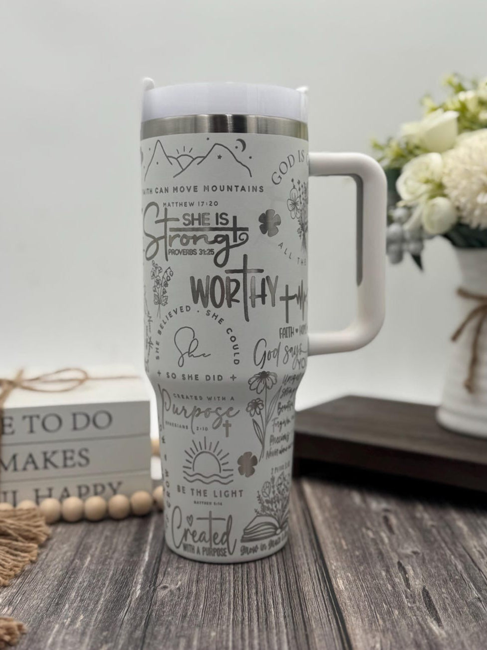 Rooted In Christ Tumbler With Handle 30oz